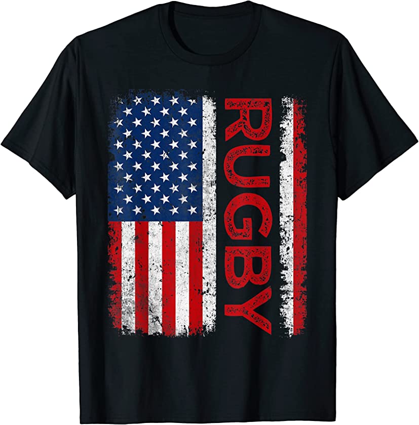 Vintage Rugby USA American Flag Sports Lover Patriotic T-Shirt