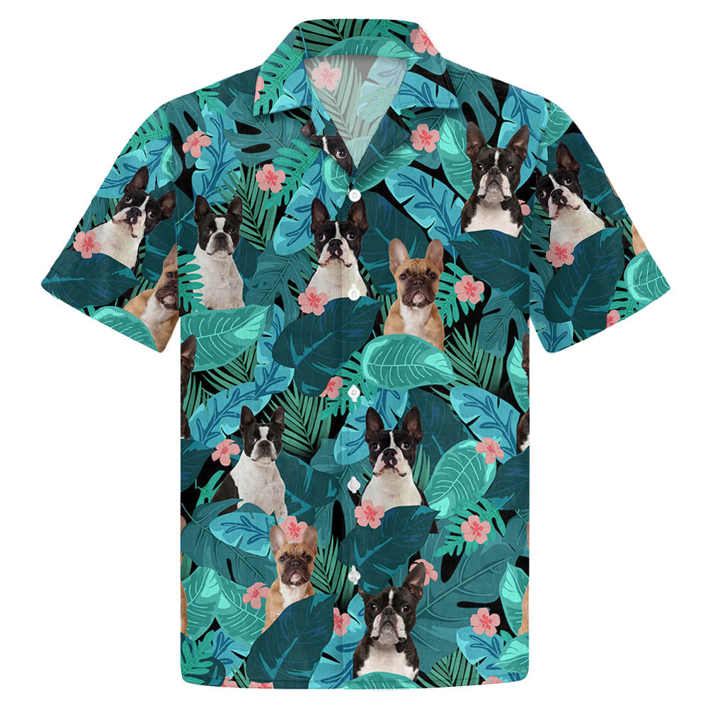 Dog Boston Terrier Pattern Short Tall Hawaiian Shirt