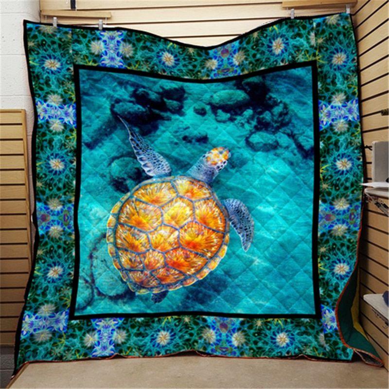 Summer 3D Printed Ocean Animal Quilt – Turtle Quilt