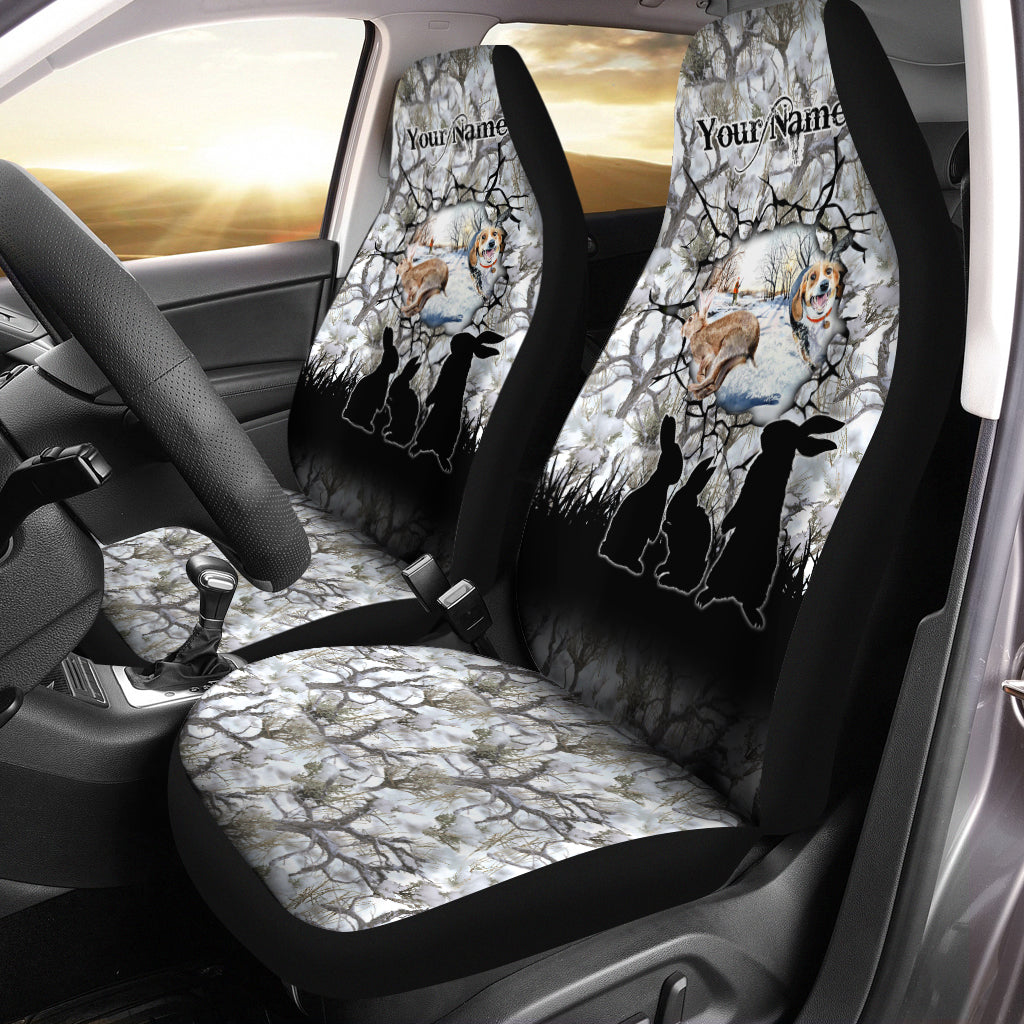 Beagle Rabbit Hunting Custom Name 3D All Over Print Seat Covers – Car Accessories Set Of 2   Fsd1566