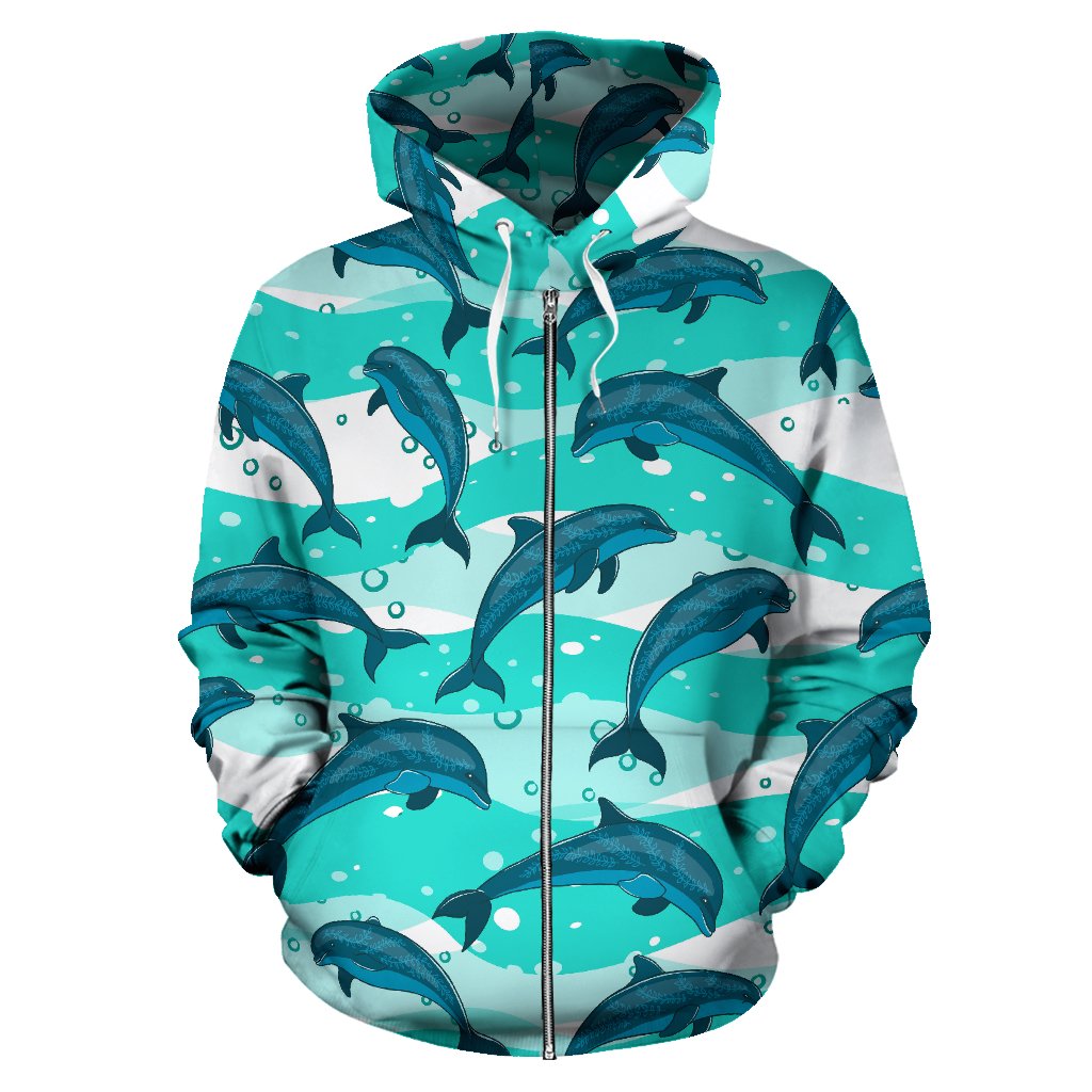 Dolphin Sea Pattern Zip Up Hoodie