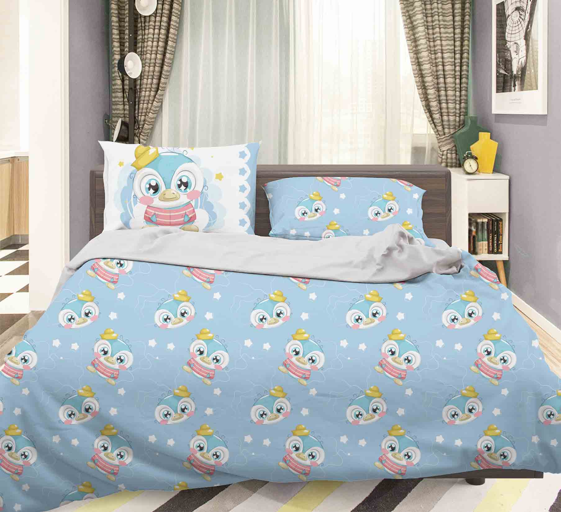 3D Blue Penguin Quilt Cover Set Bedding Set Pillowcases 65