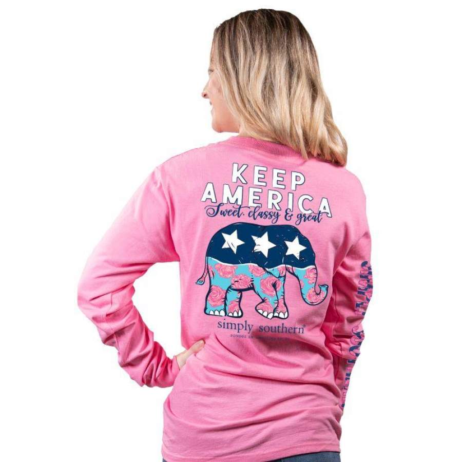 Simply Southern Preppy Republican Elephant Long Sleeve T-Shirt