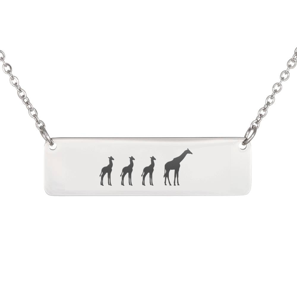 Personalized Mama Giraffe + 3 Calves Bar Necklace