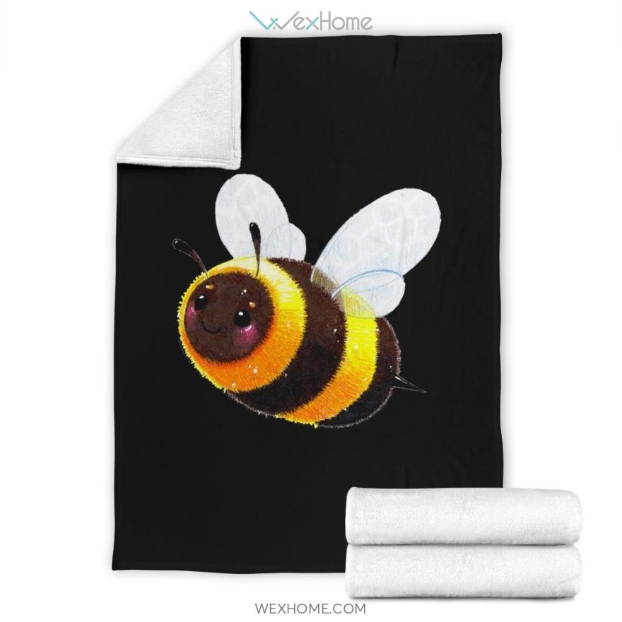 Cute Little Bee Black Premium Blanket