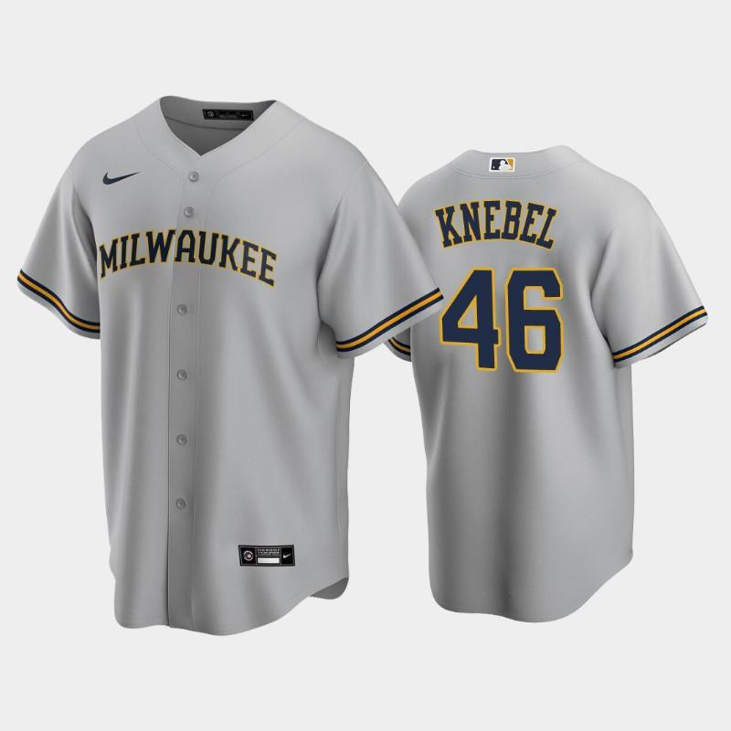 Brewers 46 Corey Knebel Road Gray Jersey