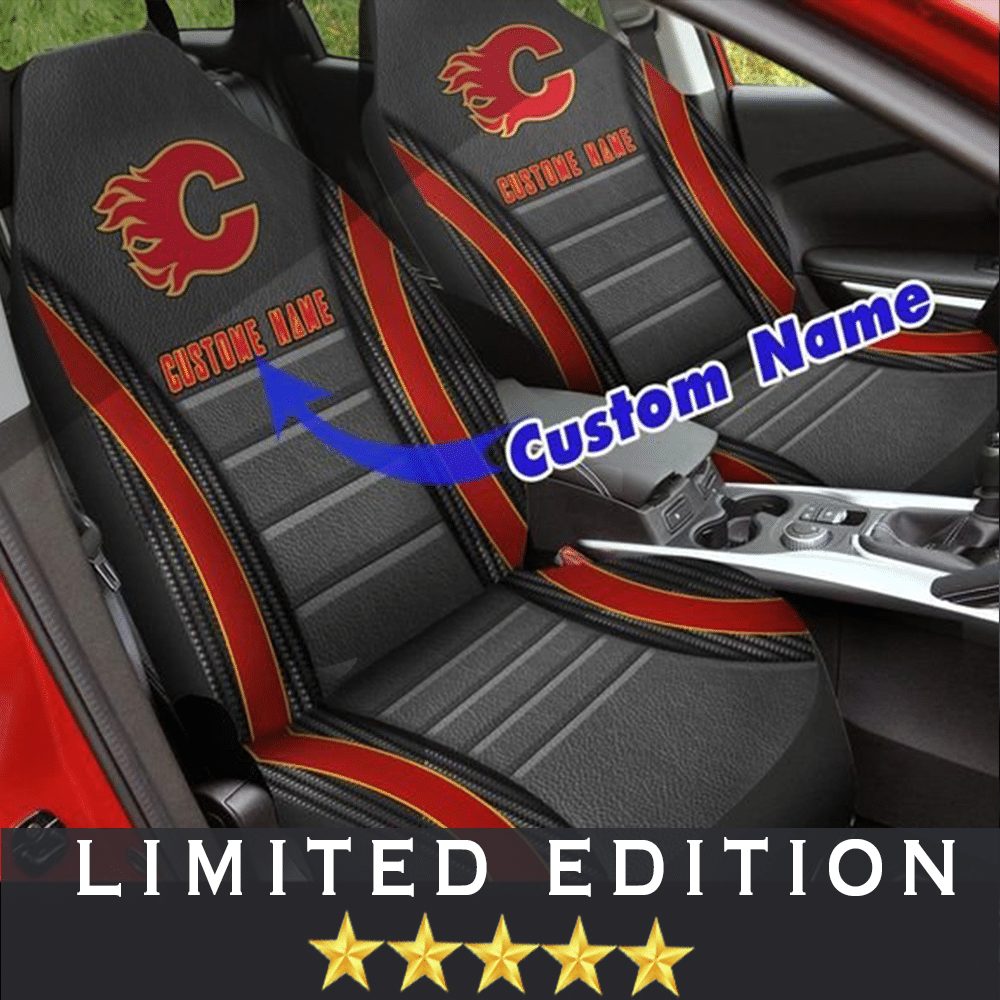 Calgary Flames Custom Car Seat Covers (Set Of 2)