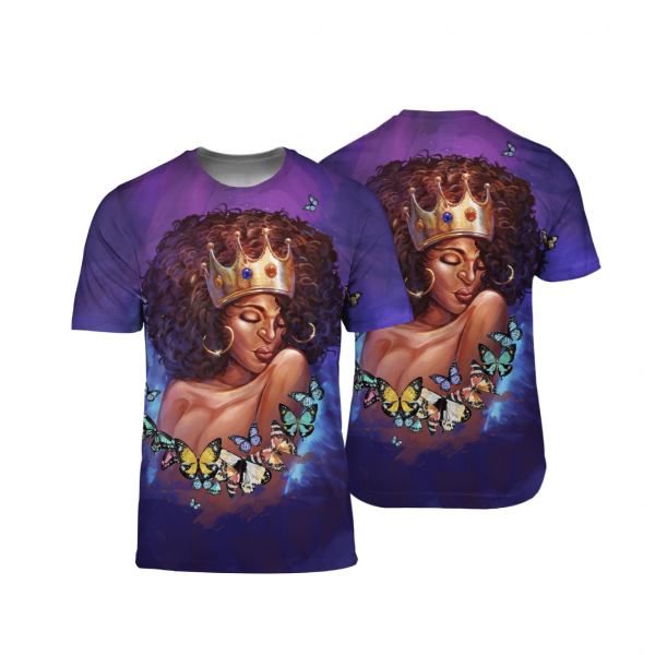 Black Queen Butterfly Art For Black Women Art All Over Print 3D Unisex Tshirt Us Size