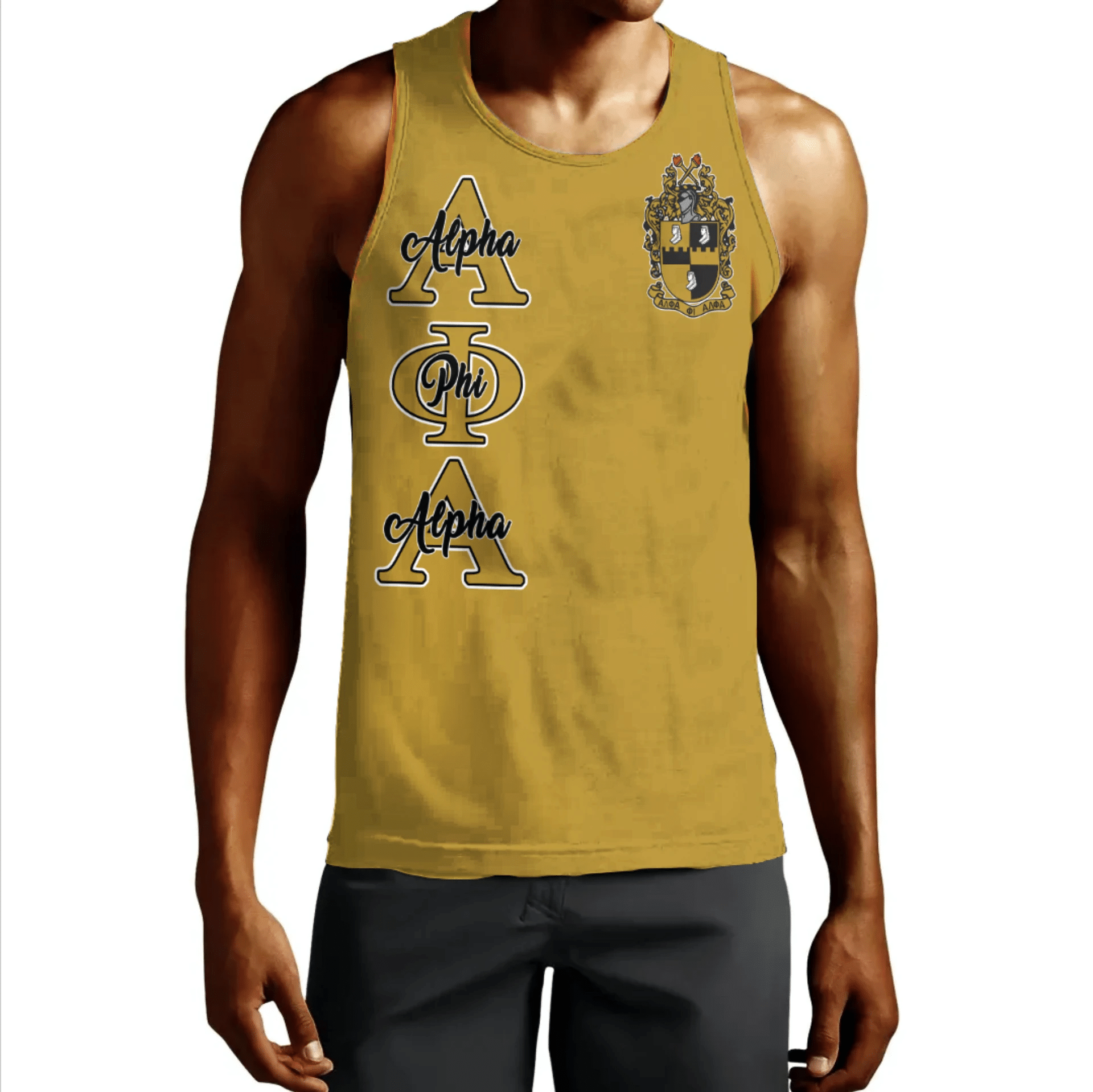 Wonderprint Tank Top Personalized Alpha Phi Alpha Gold Tank Top