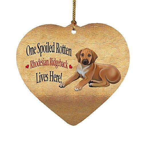 Rhodesian Ridgeback Puppy Spoiled Rotten Dog Heart Christmas Ornament