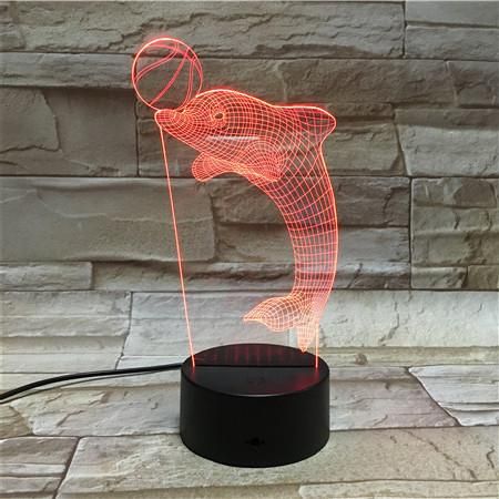 Animal Dolphin Playing With Ball Pattern 3D Illusion Night Light Led Light