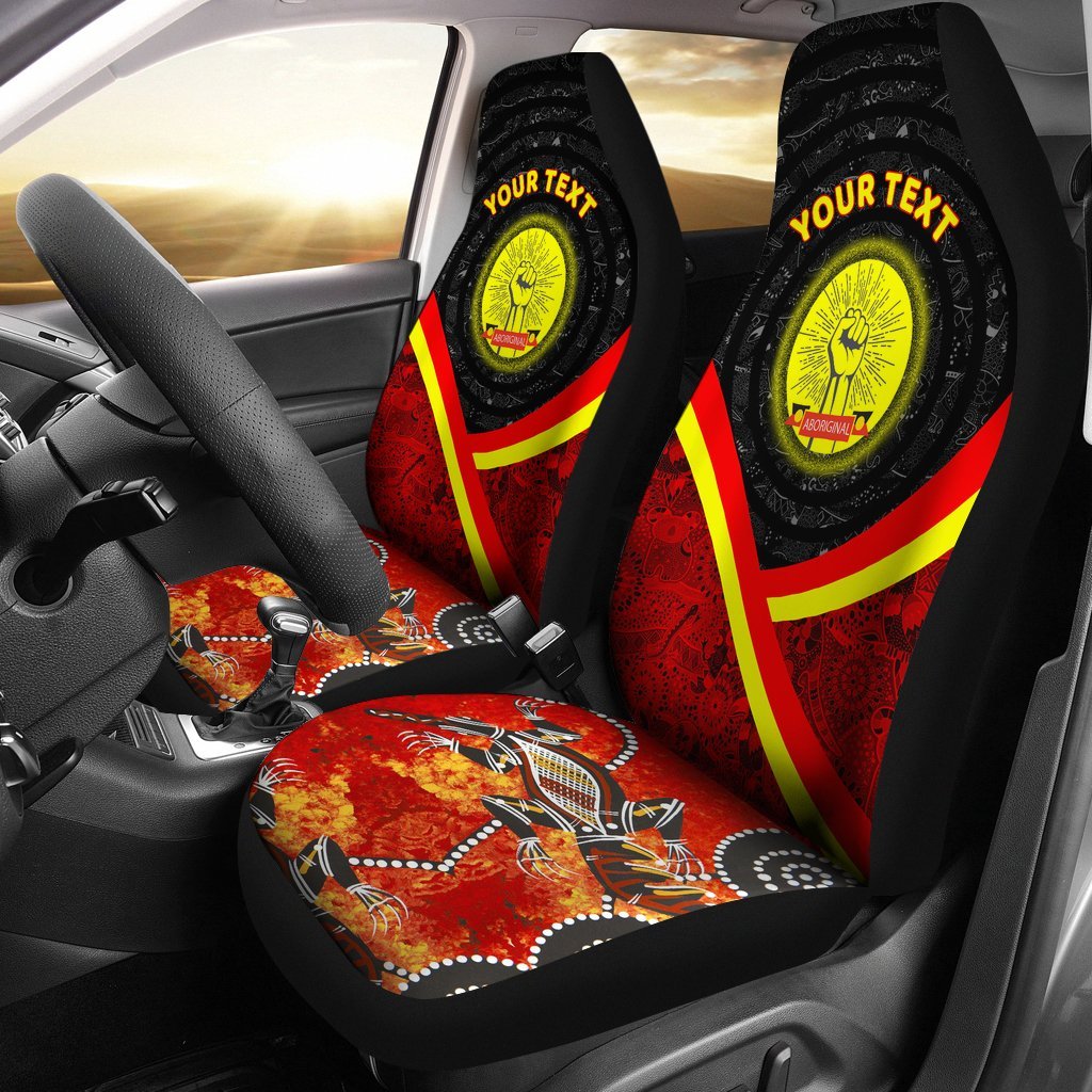 (Custom) Car Seat Cover – Aboriginal Flag And Animals Pattern