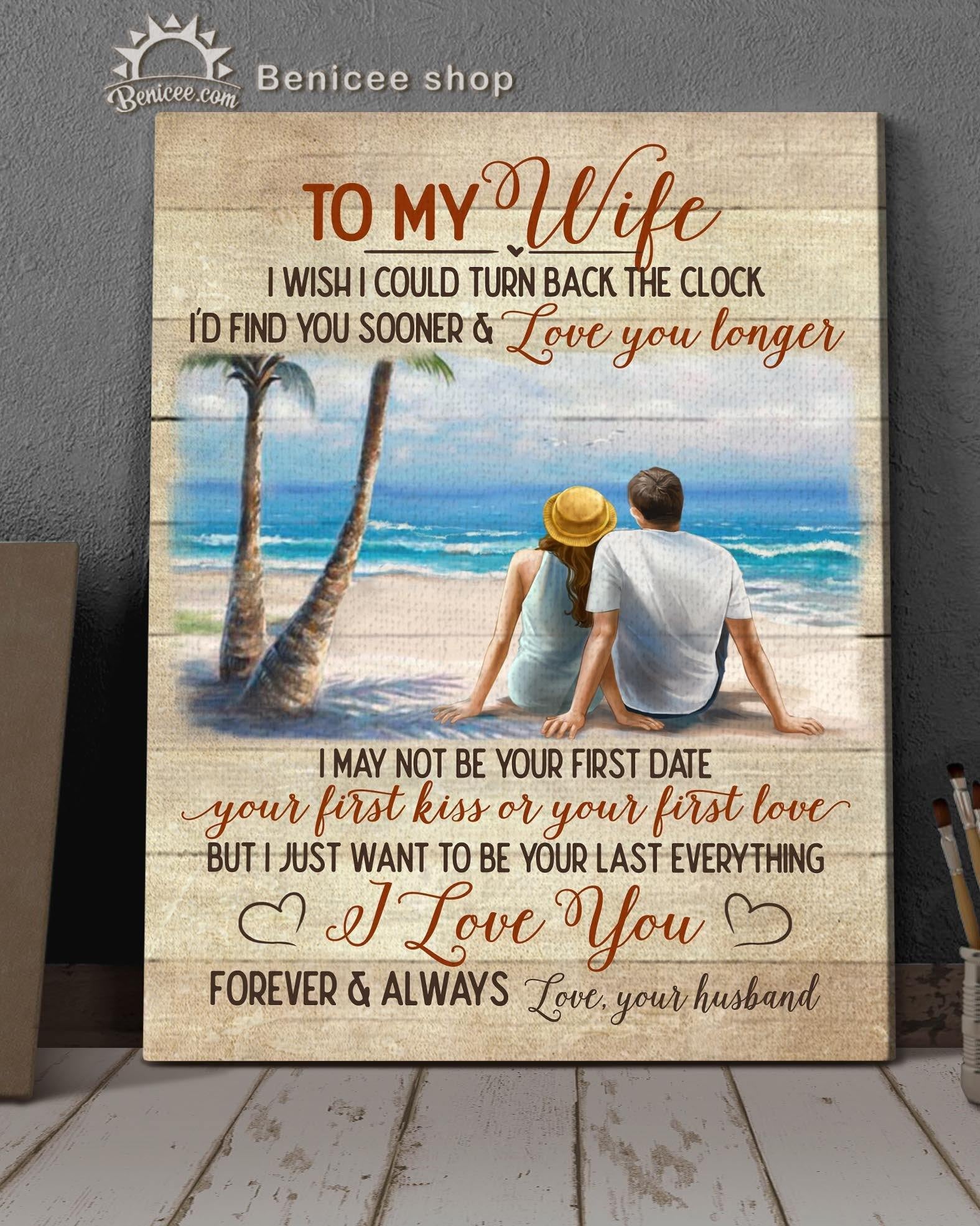 Anniversary Gift Top 5 Wall Art Canvas To My Wife Young Couple On The Beach Gift For Family, Wall Art Decor, Canvas Print, Home Decor