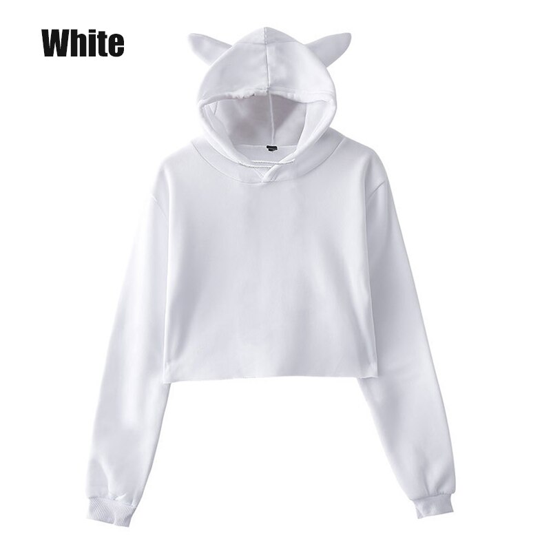 Anime Hunter X Hunter Hoodie Women’s Sweatshirt Kawaii Printed Cat Ears Hooded Cropped Top Women’s Fleece Warm Pullover Sweater alx