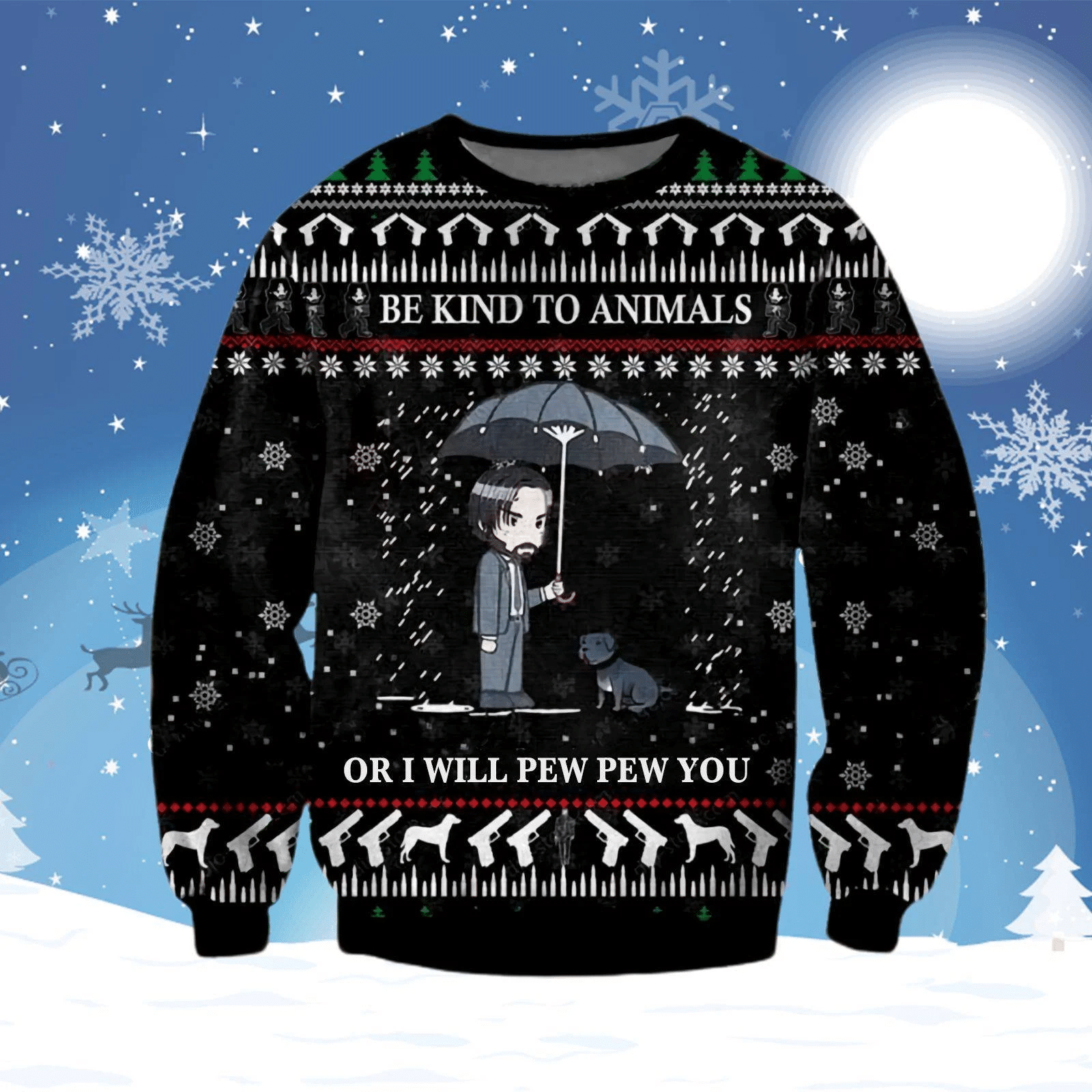 Be Kind To Animal Or I Will Pew Pew You Ugly Christmas Sweater