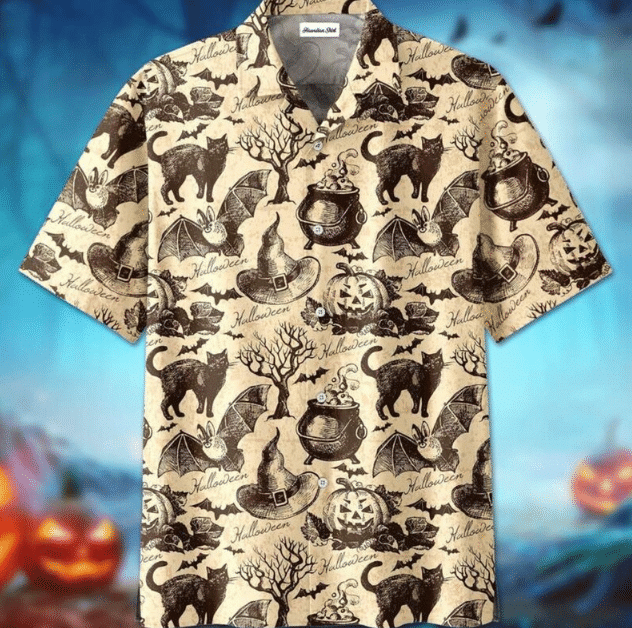 Vintage Halloween Black Cat Hawaii Shirt Ha81161