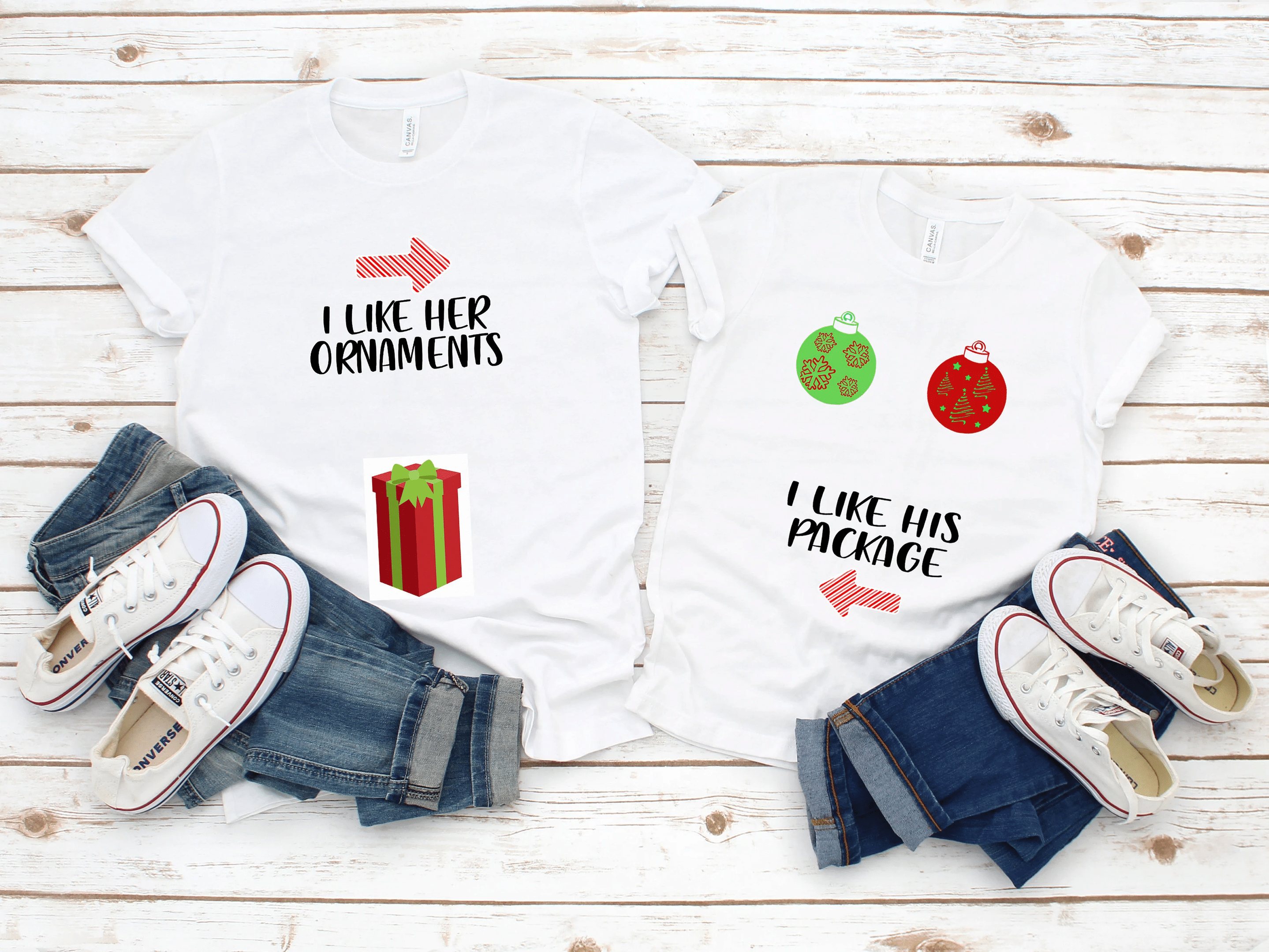 Couple Shirts I Like Her Ornaments – I Like His Package Matching Couple, Valentine Gifts, Christmas Gift Graphic Unisex T Shirt, Sweatshirt, Hoodie Size S – 5Xl