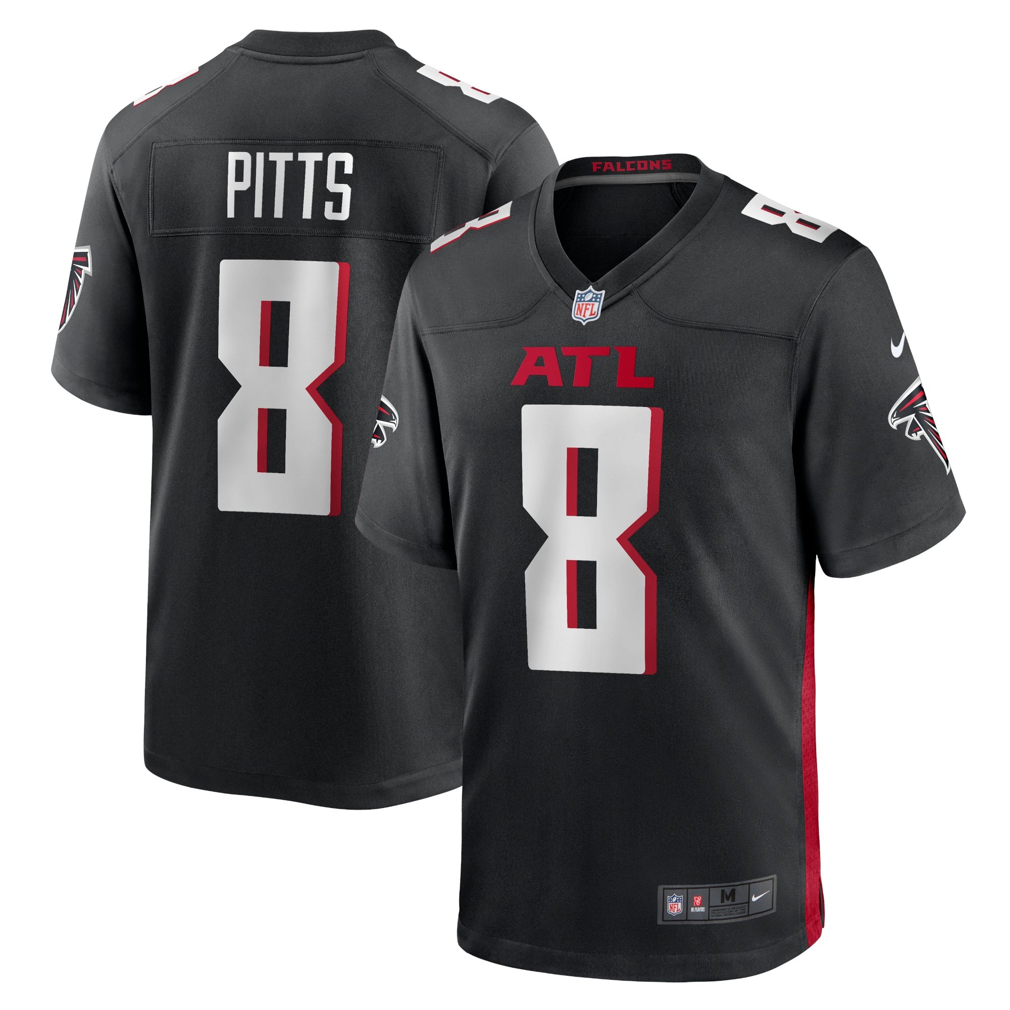 Youth Atlanta Falcons Kyle Pitts Black 2021 NFL Draft First Round Pick Game Jersey Gift For Atlanta Falcons Fans