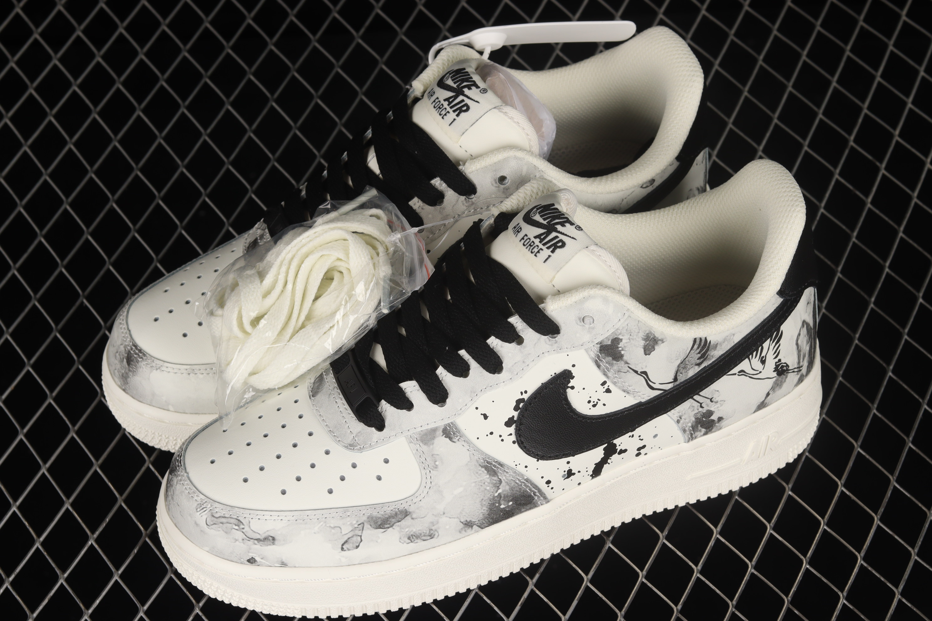 Nike Air Force 1 Low White Black Painting Shoes Sneakers SNK883183798