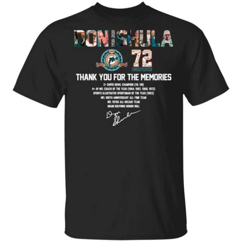 Rip Don Shula 1930-2020 Miami Dolphins 72th Undefeated Signature T Shirt