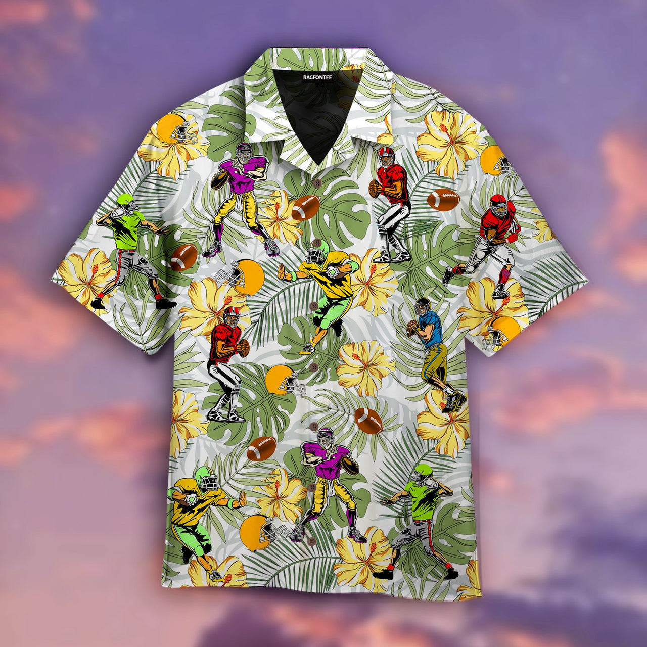 Cool American Football Rugby Player Aloha Hawaii Shirts For Men Women Ha14009