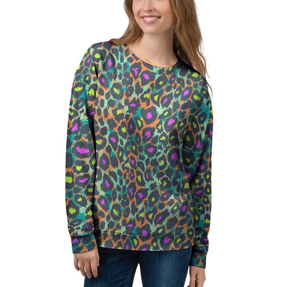 Colorful Neon Leopard Women’S Sweatshirt