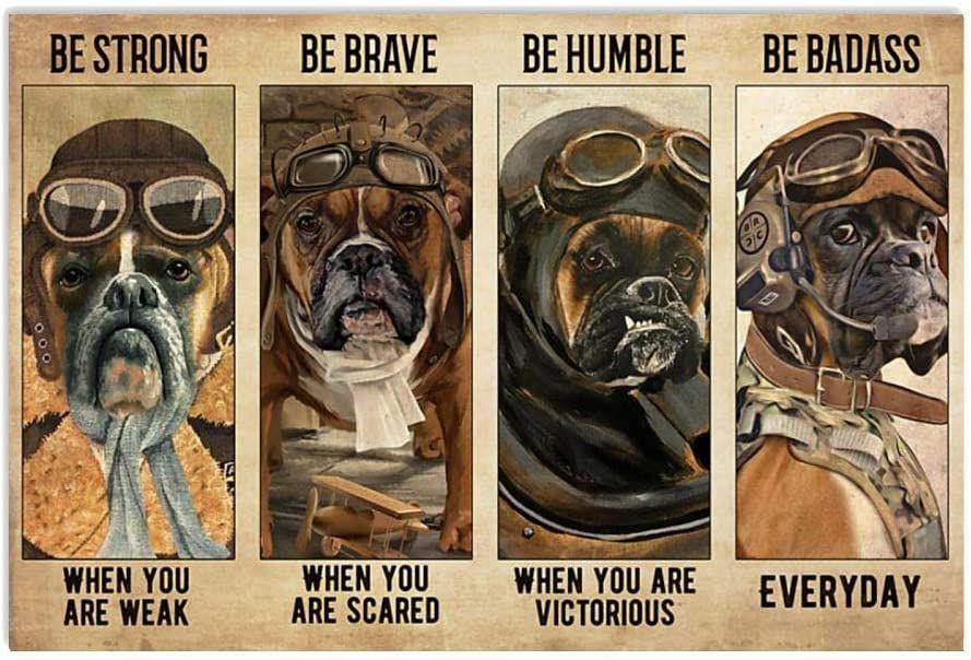 Boxer Dog Pilot Be Strong Be Brave Be Humble Be Badass – Best Idea Gift , Gift For Home Decor, Gift For Family – Horizontal Canvas Matte Canvas Wall Art