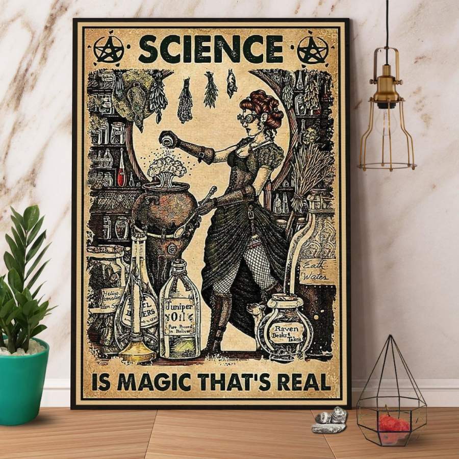 Science is magic that’s real witch happy halloween paper poster no frame/ wrapped canvas wall decor full size