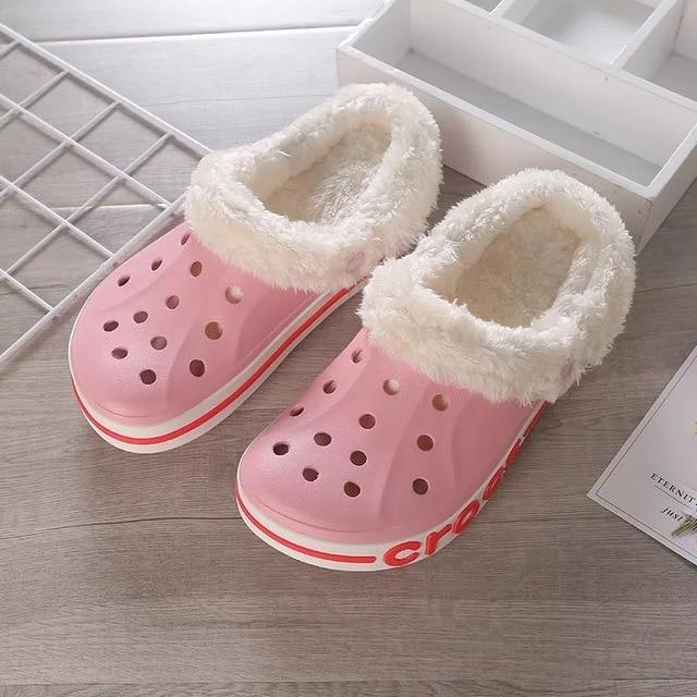 40436033- Women Slippers Furry Hole Shoes Crocses Winter Style