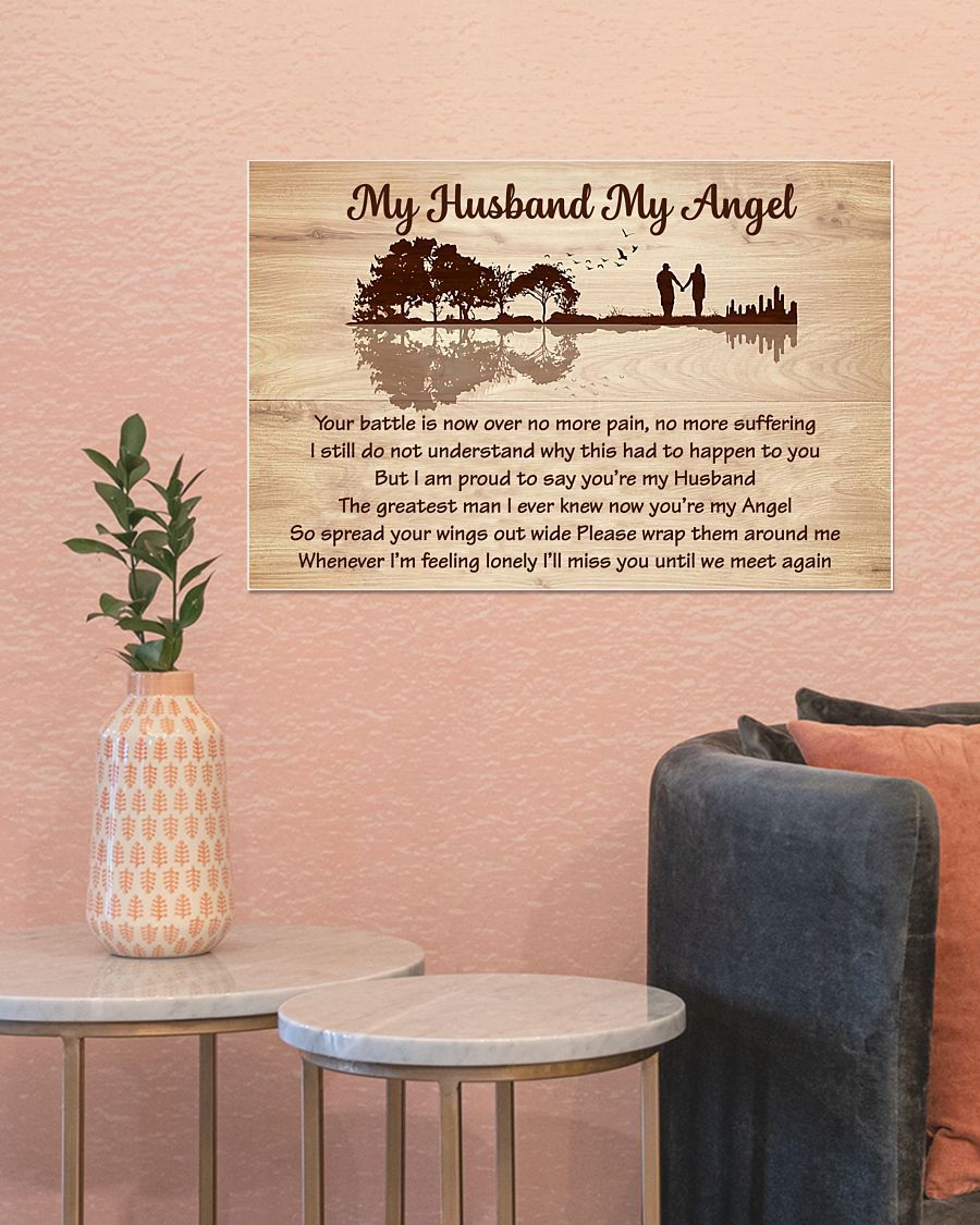 My Husband My Angel Memorial Landscape Poster & Canvas Gift For Friend Family Decor Home Decor Wall Art Visual Art