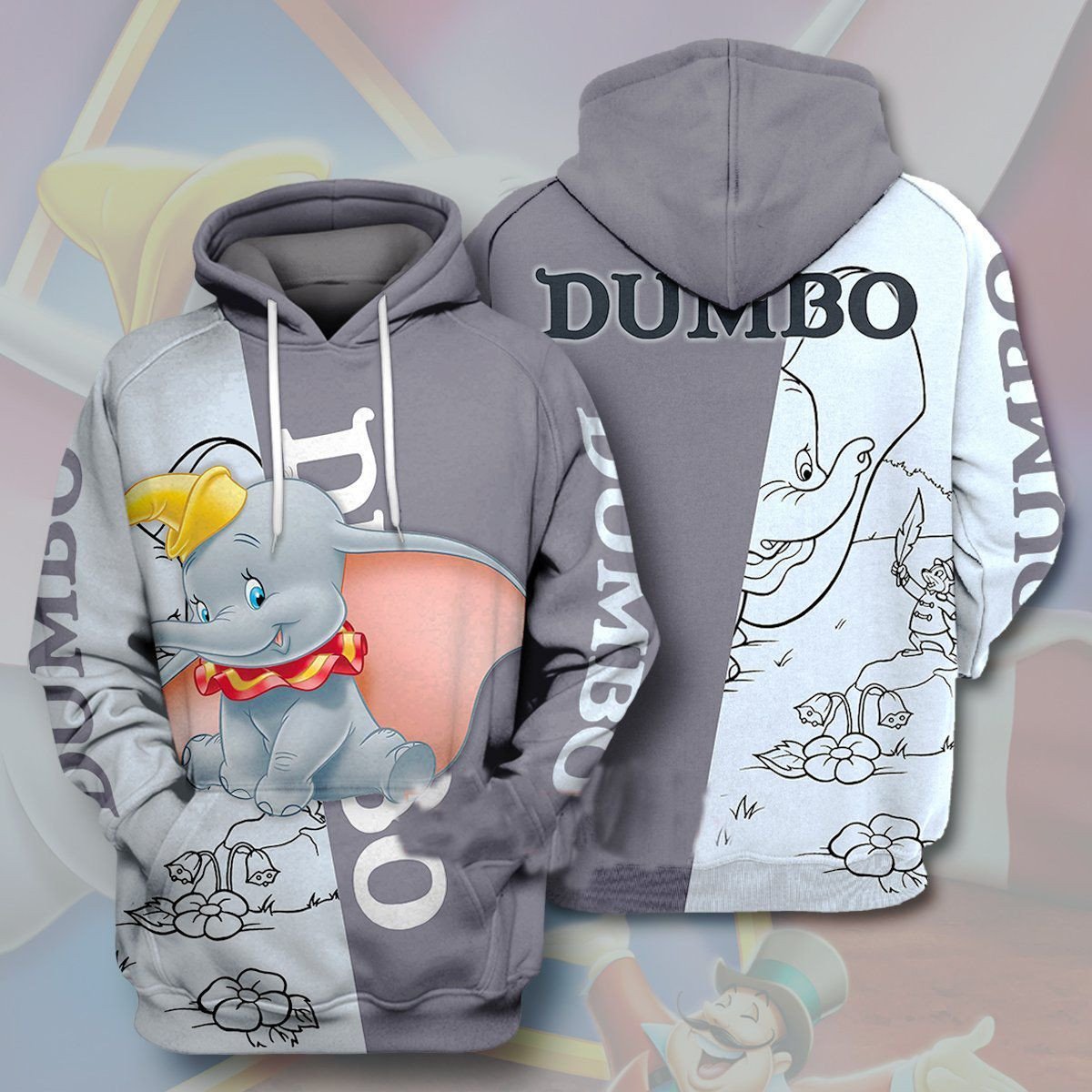 Great Dumbo Big Ears Elephant 3D Hoodie Zip Hoodie  Size S-5Xl