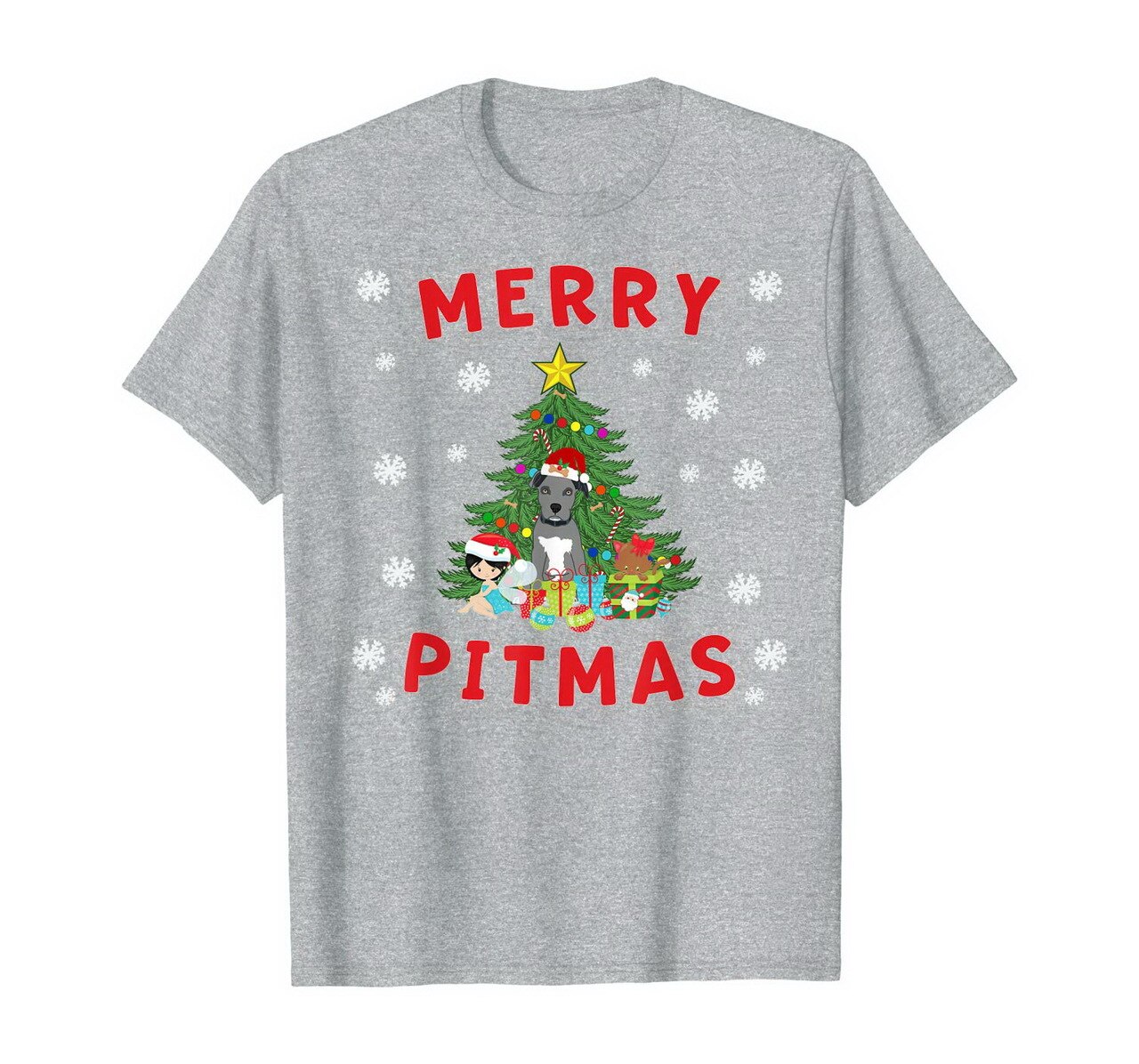 Merry Pitmas Pitbull Puppy Kitten Fairy Funny T-Shirt New