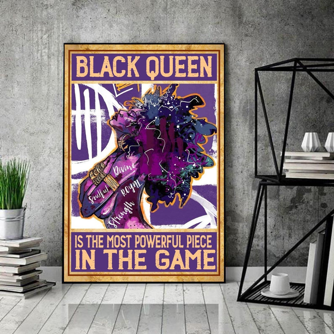 Black Woman Poster, Black Queen Poster, I Am Enough Poster, Black Queen Is The Most Powerful Piece In The Game Canvas And Poster, Canvas Prints, My Poster Wall, Canvas Wall Art, Wall Decor Visual Art