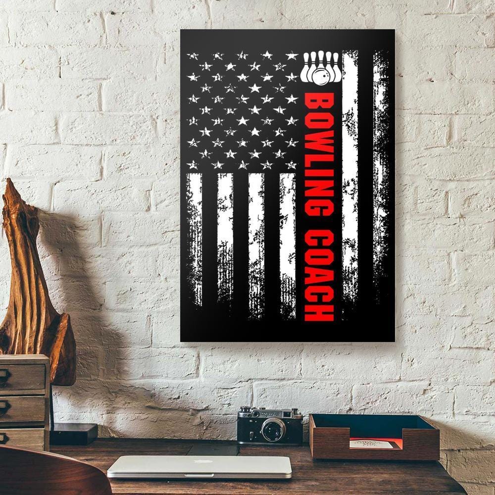 Best Canvas Prints American Flag Bowling Coach Backside Vertical Canvas Wall Art Pretty Home Decor Canvas