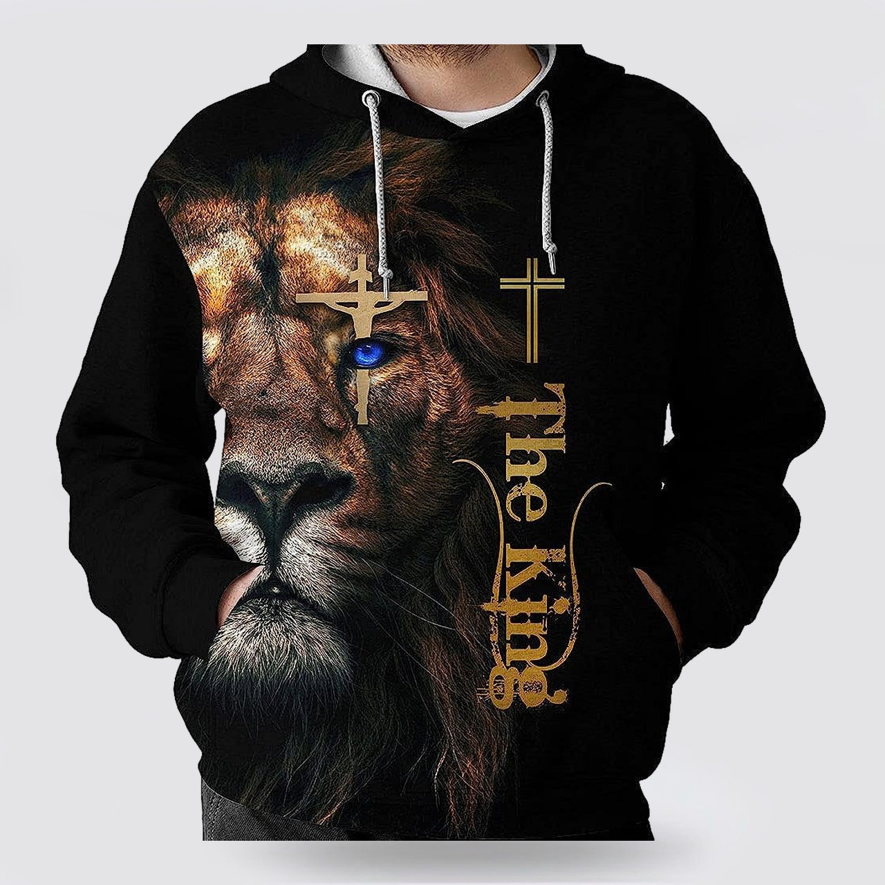 The King Lion Cross 3D Hoodies For Women Men  Christian Apparel Hoodies