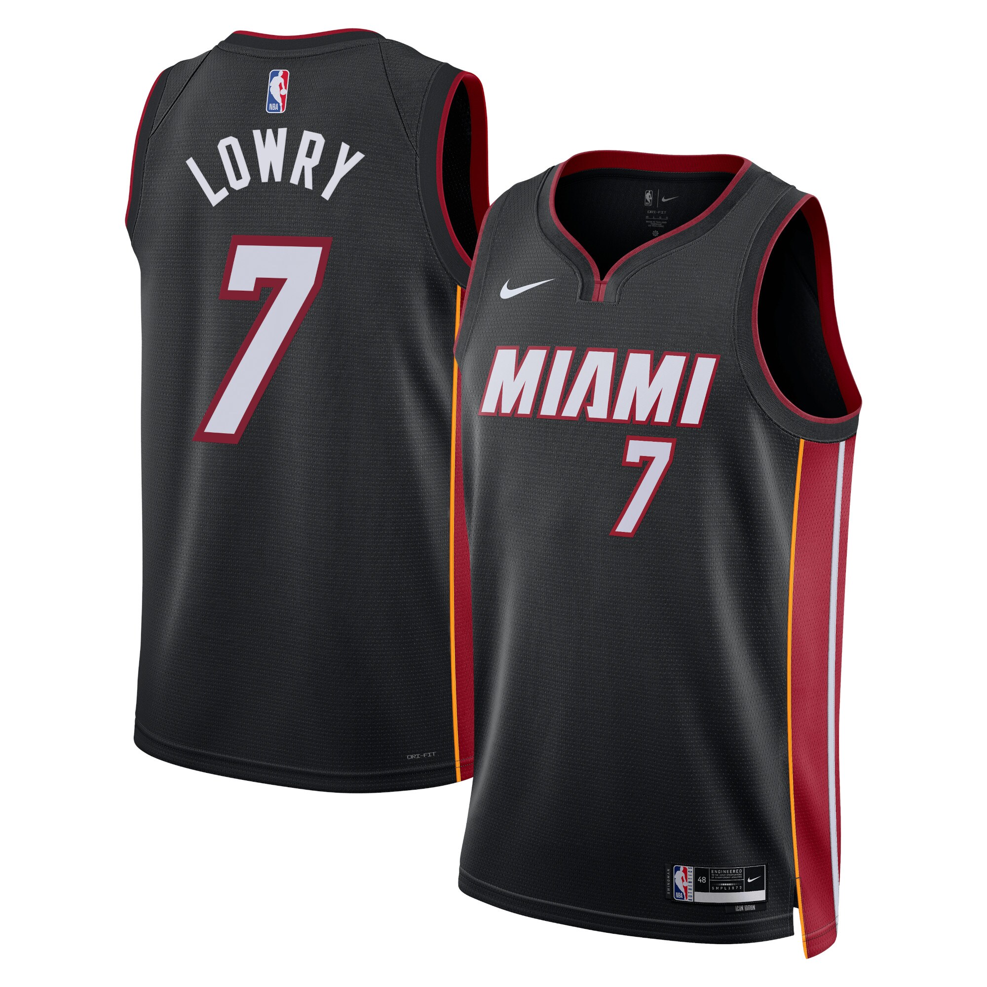 Miami Heat Icon Edition Swingman Jersey – Black – Kyle Lowry – Unisex