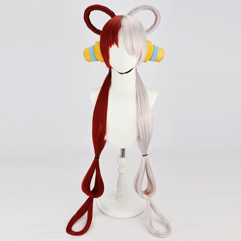 Anime FILM RED UTA Cosplay Long Half Red And Purple Synthetic Hair Halloween Party Costume Cosplay Wig alx