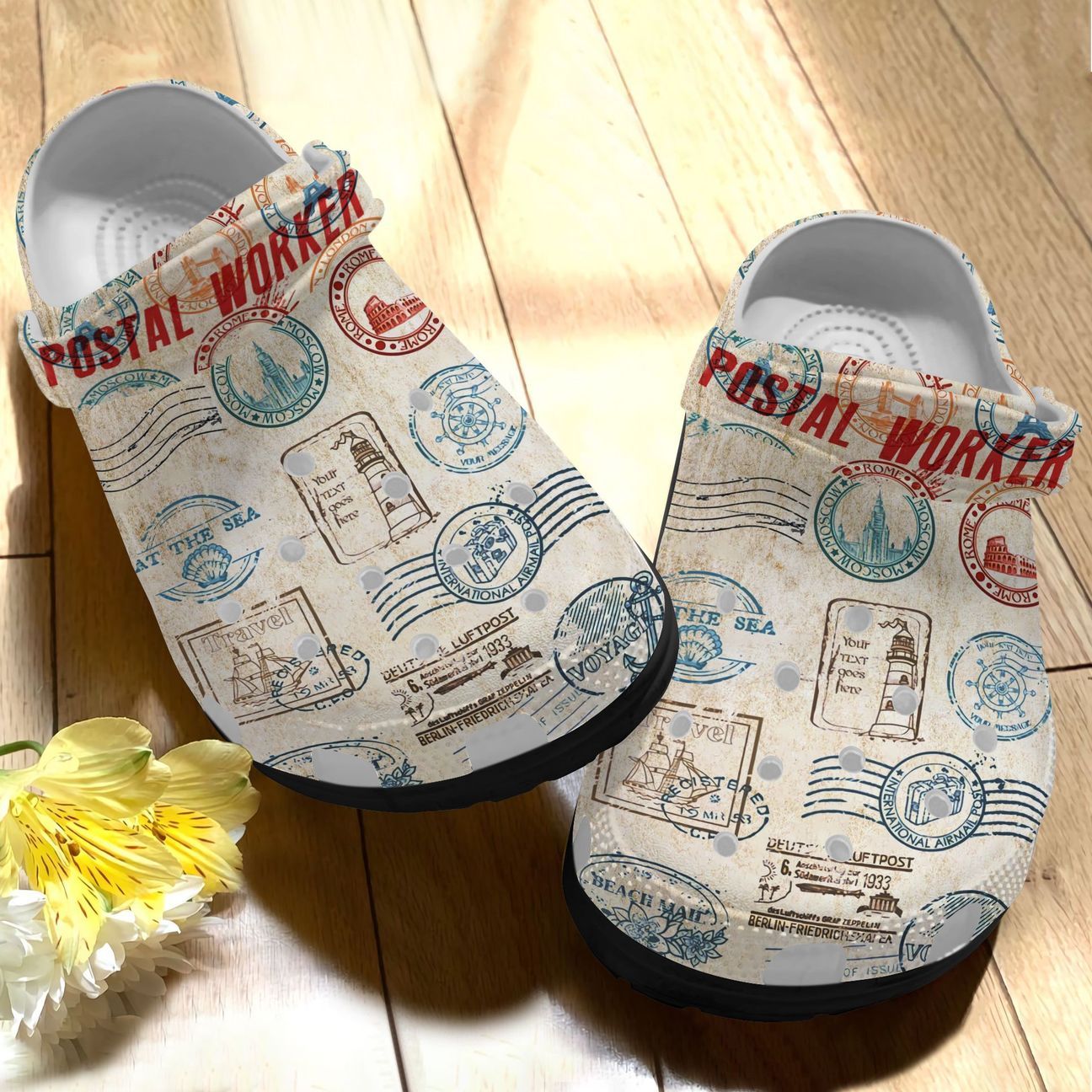 Postal Worker Personalized Clog, Custom Name, Text, Color, Number Fashion Style For Women, Men, Kid, Print 3D Stamp Collection