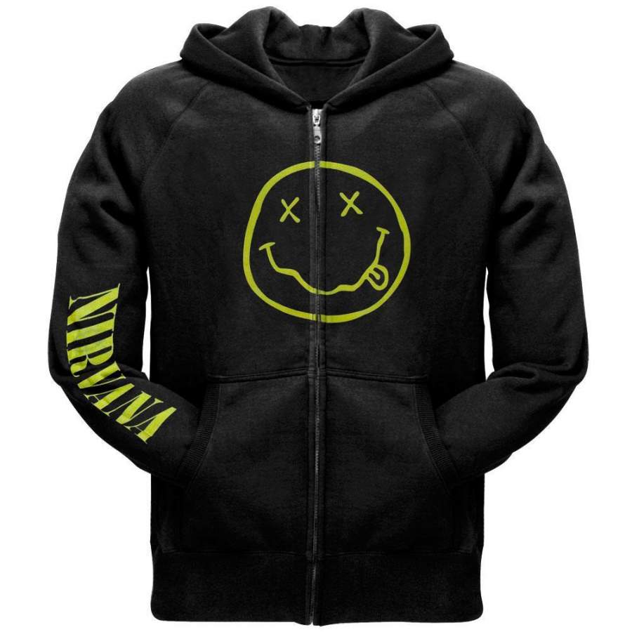 Nirvana – Smiley Zip Hoodie – Cipzitees Shop