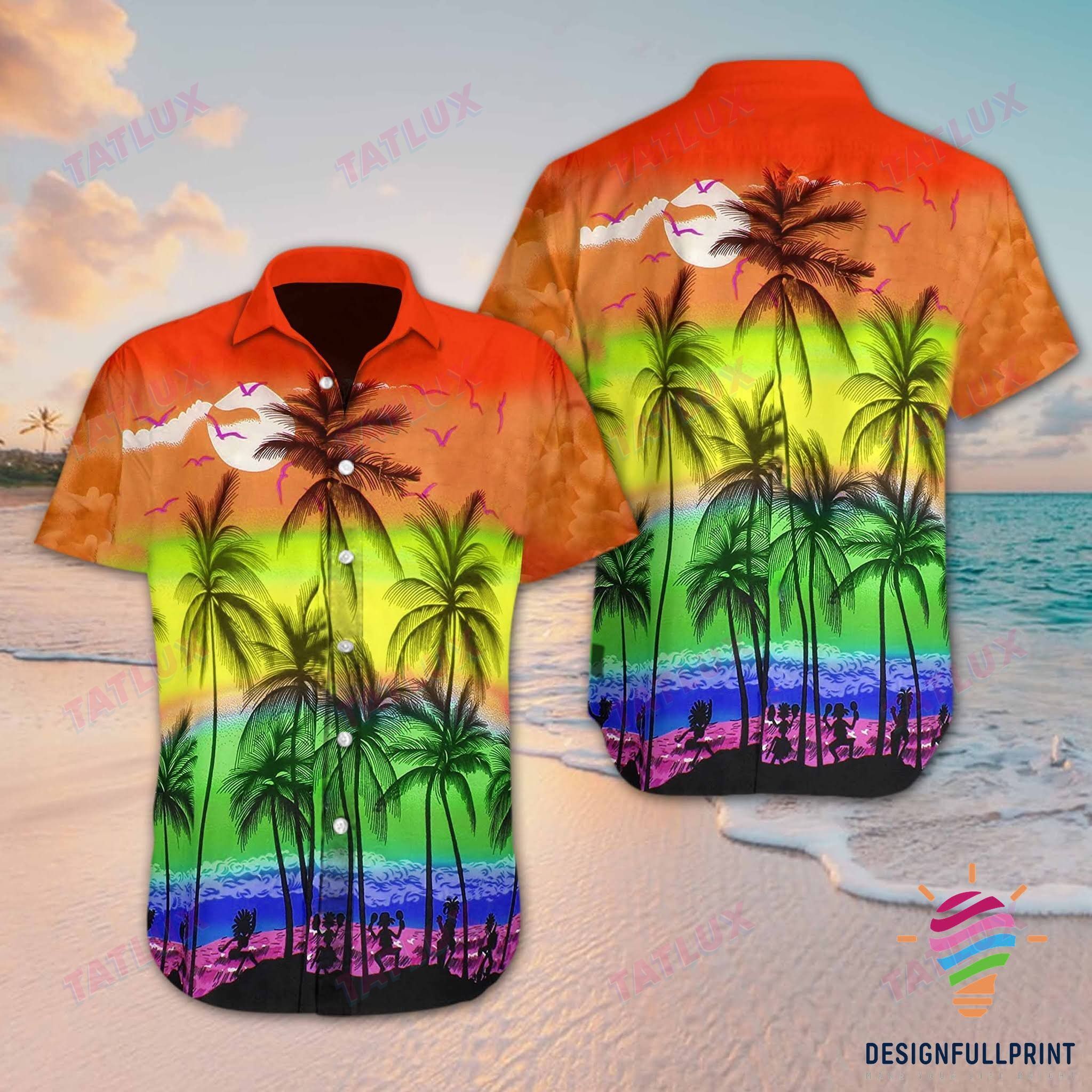 Lgbt Pride Gift Idea Rainbow Tropical All Over Printed Hawaii Shirt Size S Ha83022