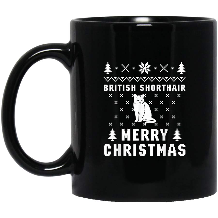 BRITISH SHORTHAIR Funny Ugly Christmas Sweater Black Mug