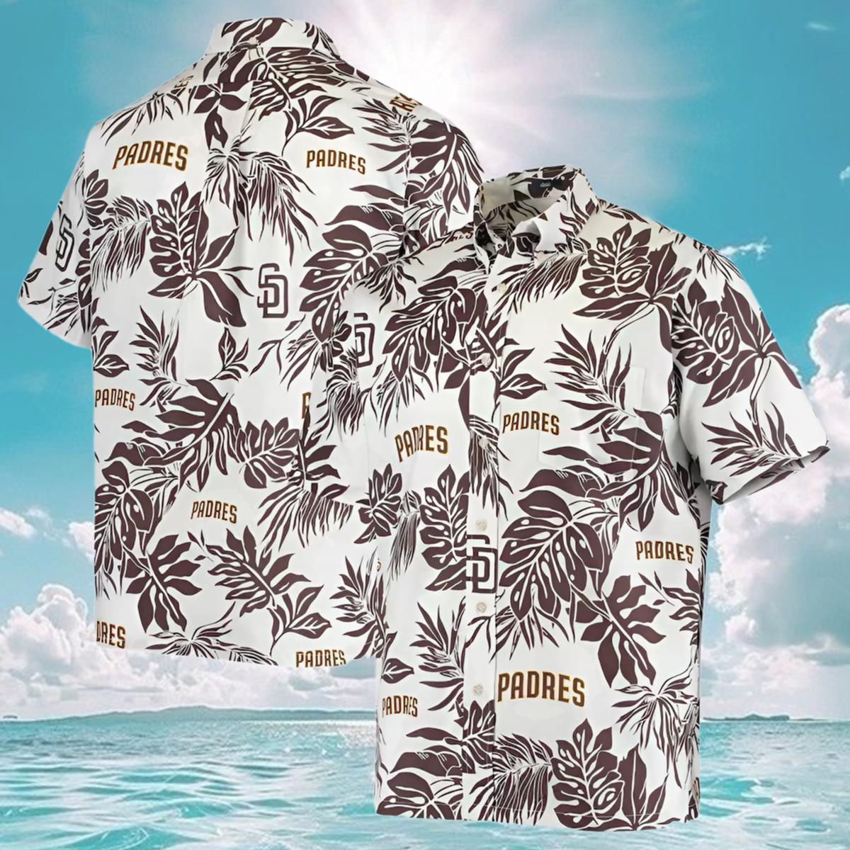 Mens Reyn Spooner White San Diego Padres Hawaiian Shirt