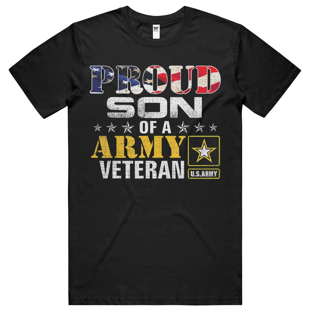 Proud Son Of A Army Veteran American Flag Military Gift T Shirts