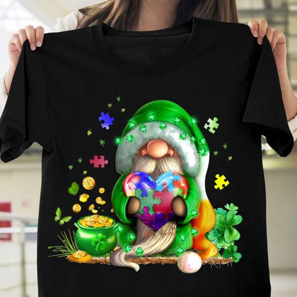 Autism Awareness Shirts Gnome St Patrick’S Day T-Shirt For Men Women Ht