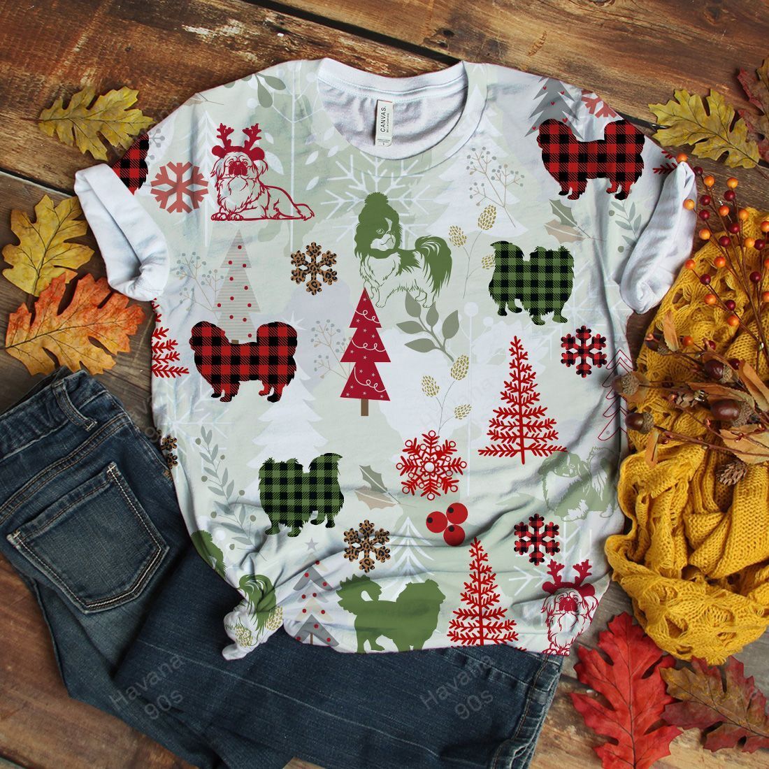 Pekingese T-shirt Christmas Flannel