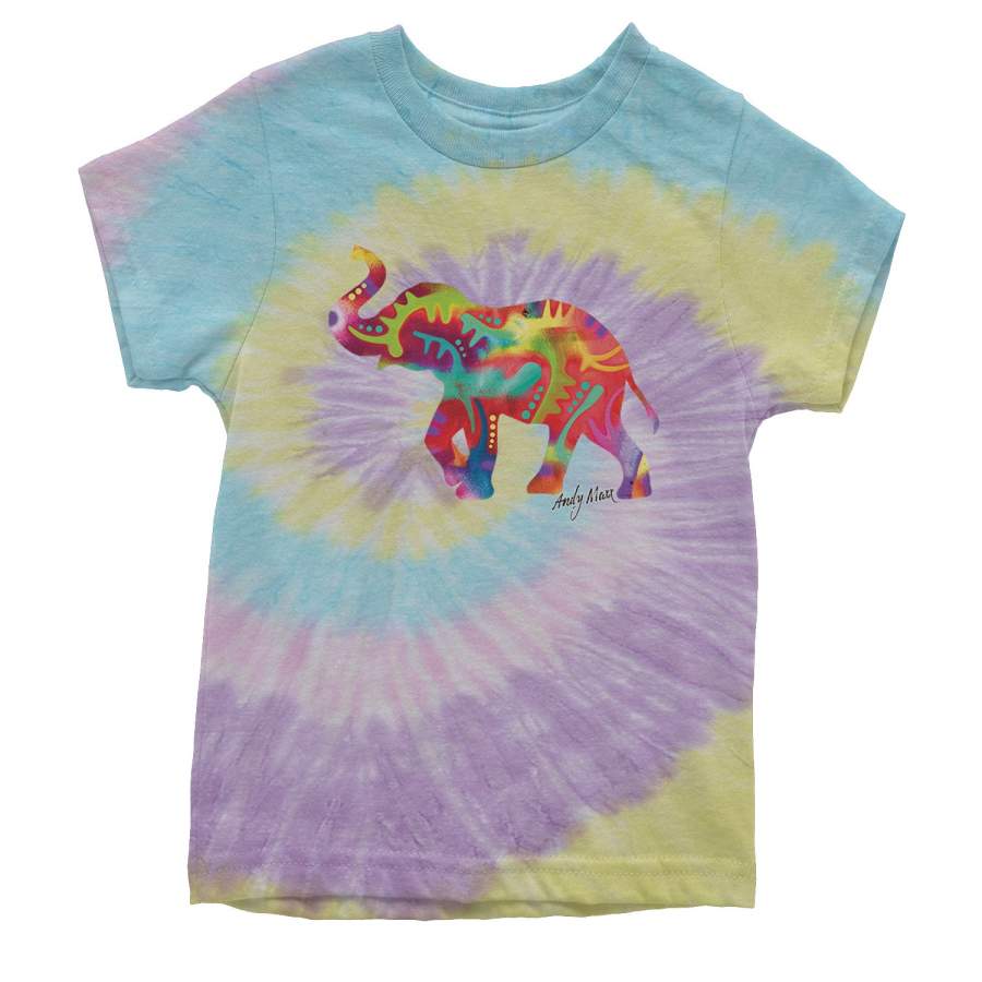 Neon Good Luck Elephant Youth Tie-Dye T-shirt