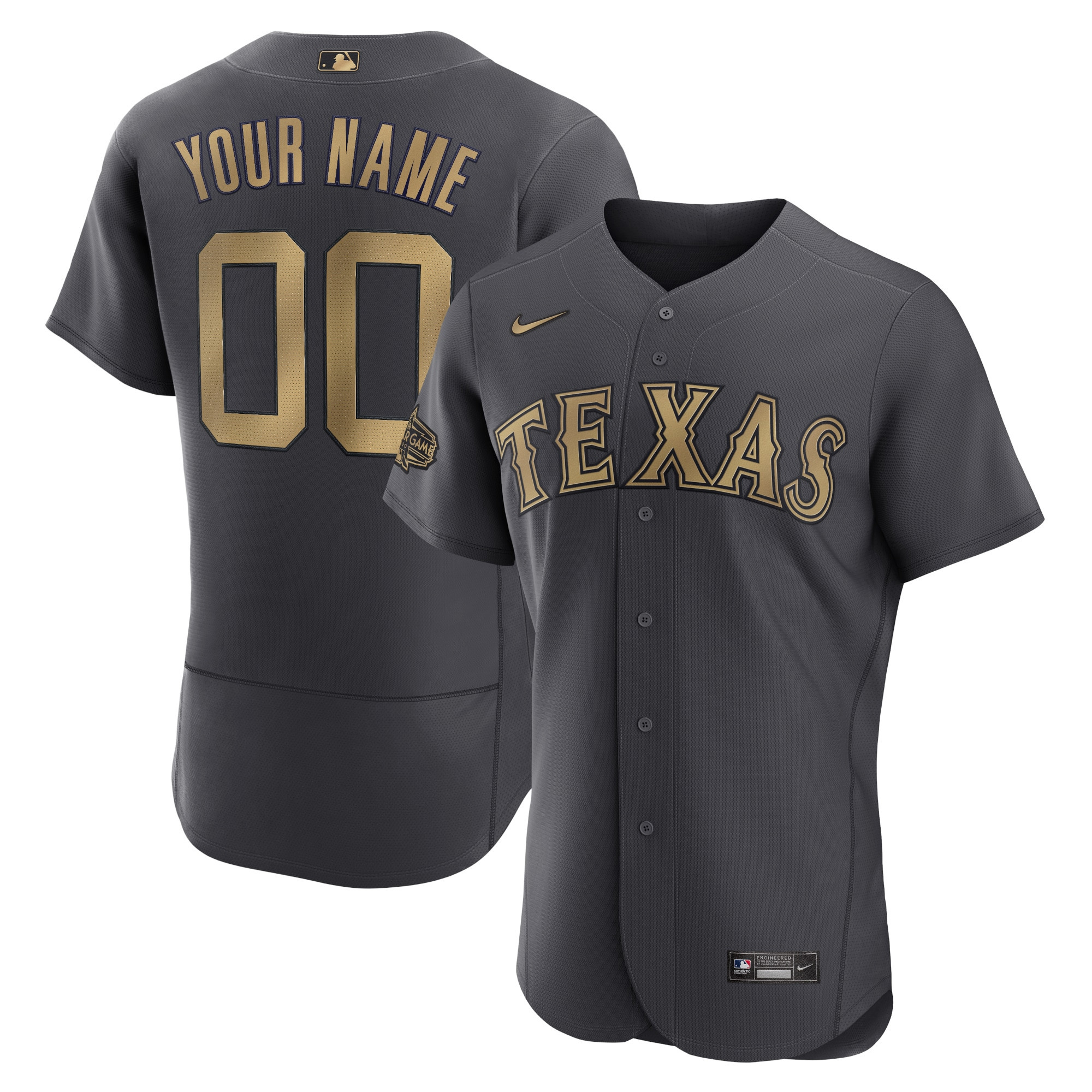 Texas Rangers 2022 MLB All-star Game Authentic Custom Jersey – Charcoal Custom Jerseys MLB