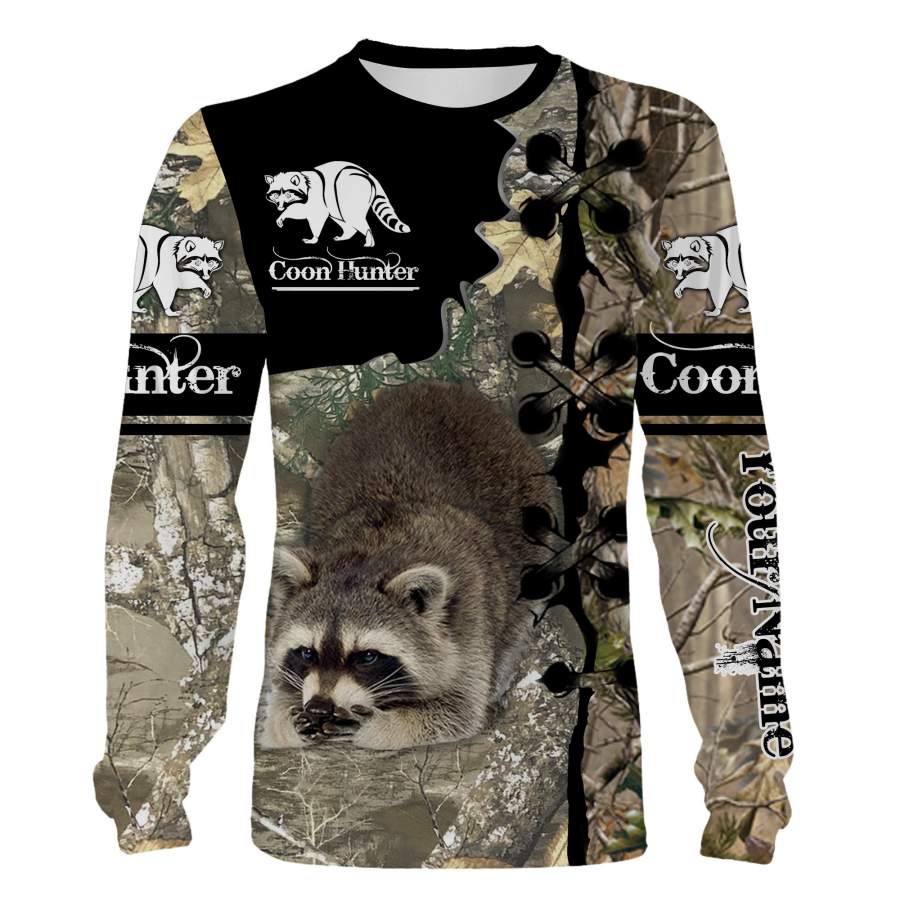 Coon hunter Custom Name 3D All over print camouflage shirts – Personalized raccoon gift for Men, Women and Kid –  FSD765