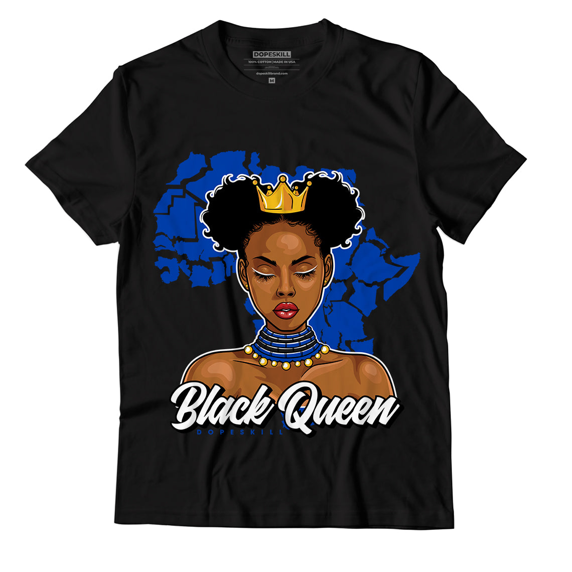 JD 5 Racer Blue Dopeskill T-Shirt Black Queen Graphic