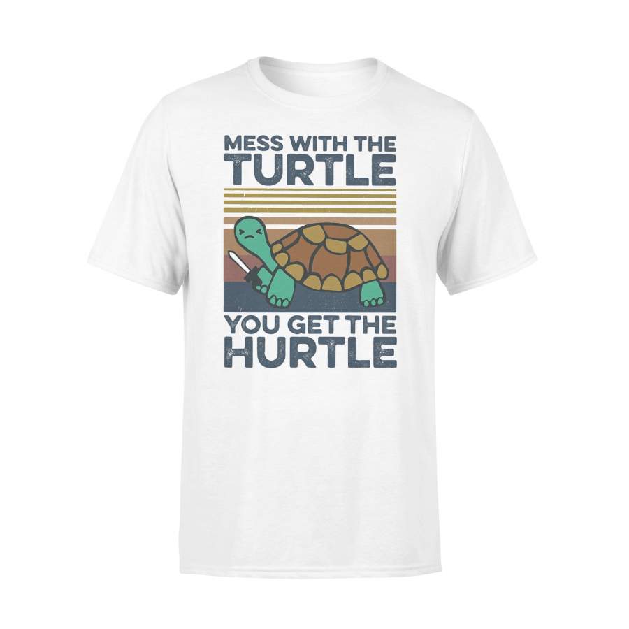 Mess With The Turtle You Get The Hurtle Vintage Retro T-shirt